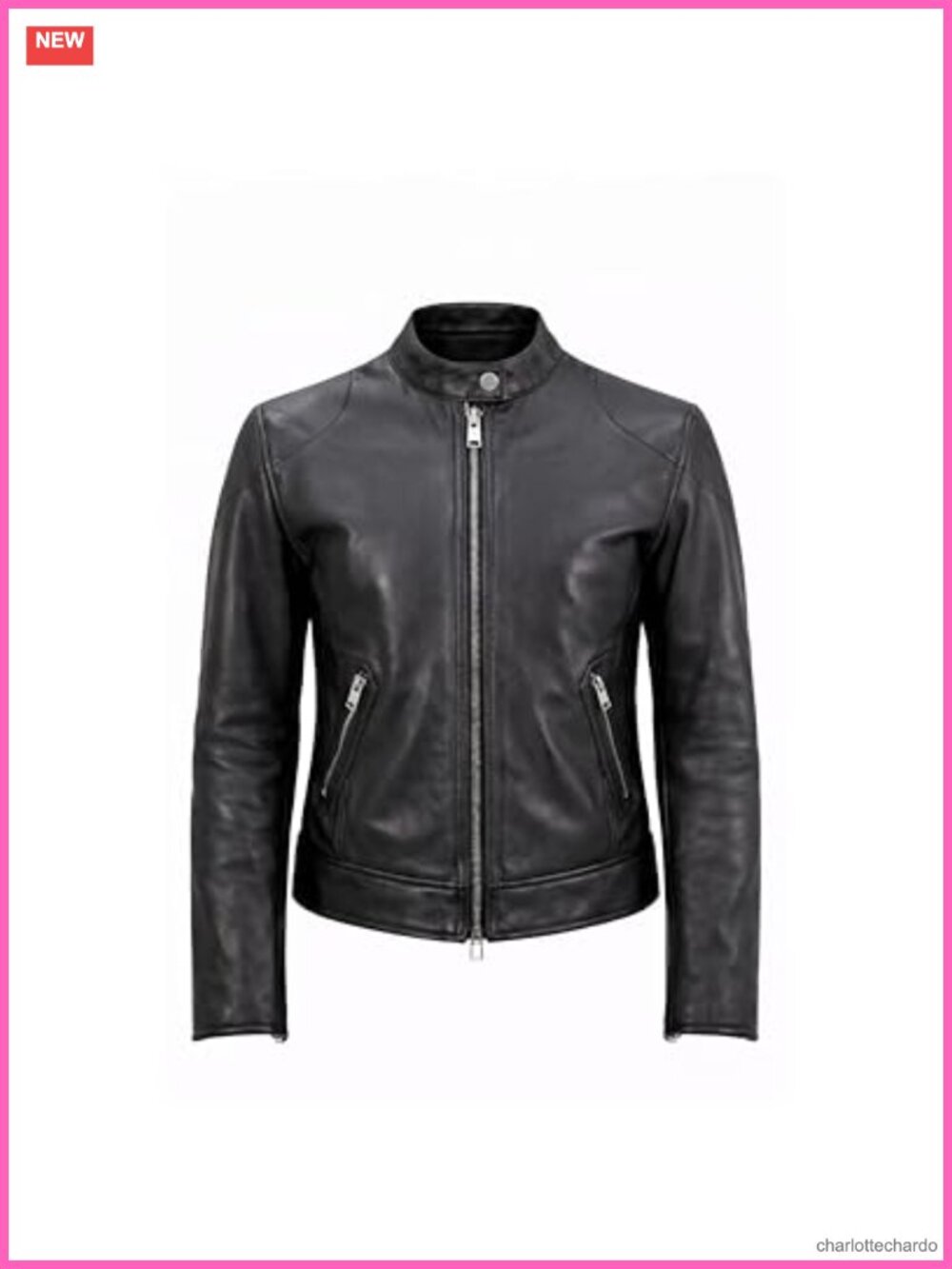 Genuine Leather Women's Moto Biker Jacket Zip Front Classic Fit